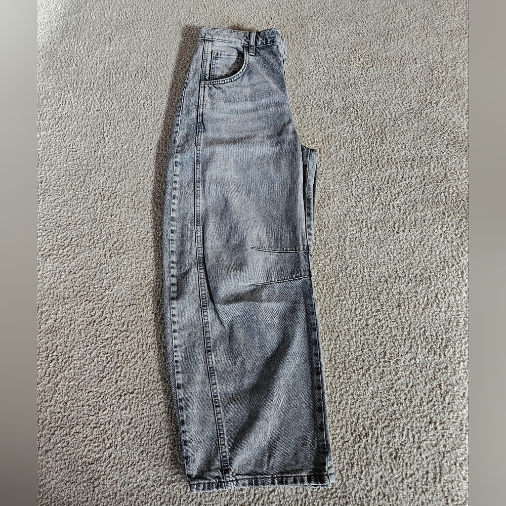 Free People Good Luck Barrel Jeans Mid Rise Distressed Relaxed Kismet  28 NWOT - Picture 7 of 15